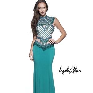 Angela and Allison worn once prom dress. Good condition. Very long, very heavy a